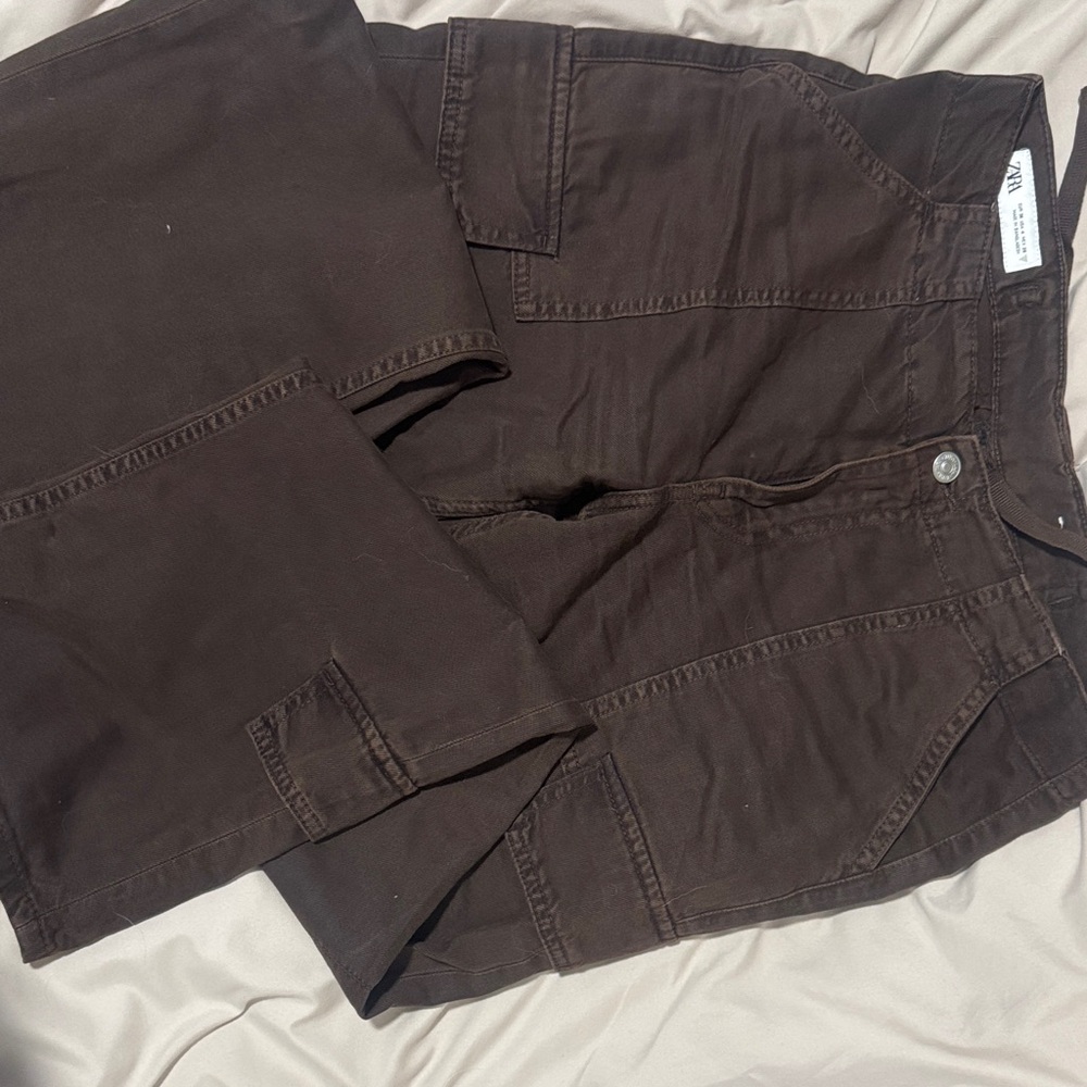 Zara Women's Dark Brown Cargo Pants